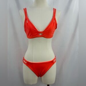 Bright Orange 2 piece Bikini set, Adjustable Straps Size Small